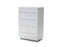 Mobital Dresser White Savvy 5-Drawer Chest High Gloss Light Gray with Glass Top - Available in 2 Colors