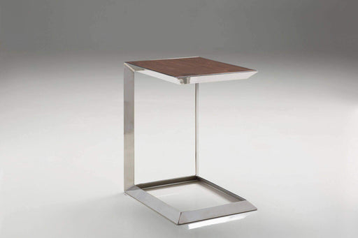 Mobital End Table Horseshoe Table American Walnut with Polished Stainless Steel