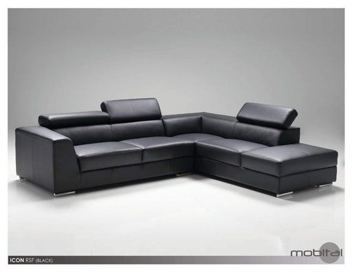 Mobital Leather Sectional Black Icon Right Facing Chaise Sectional White Premium Leather with Side Split - Available in 3 Colors