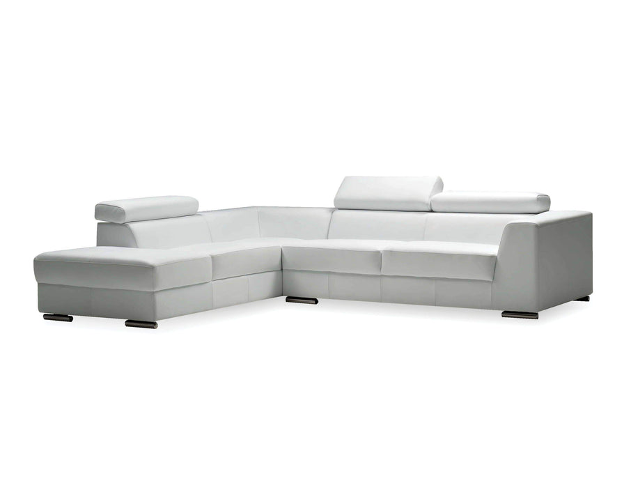 Mobital Leather Sectional White Icon Left Hand Chaise Sectional Black Premium Leather with Side Split - Available in 3 Colors