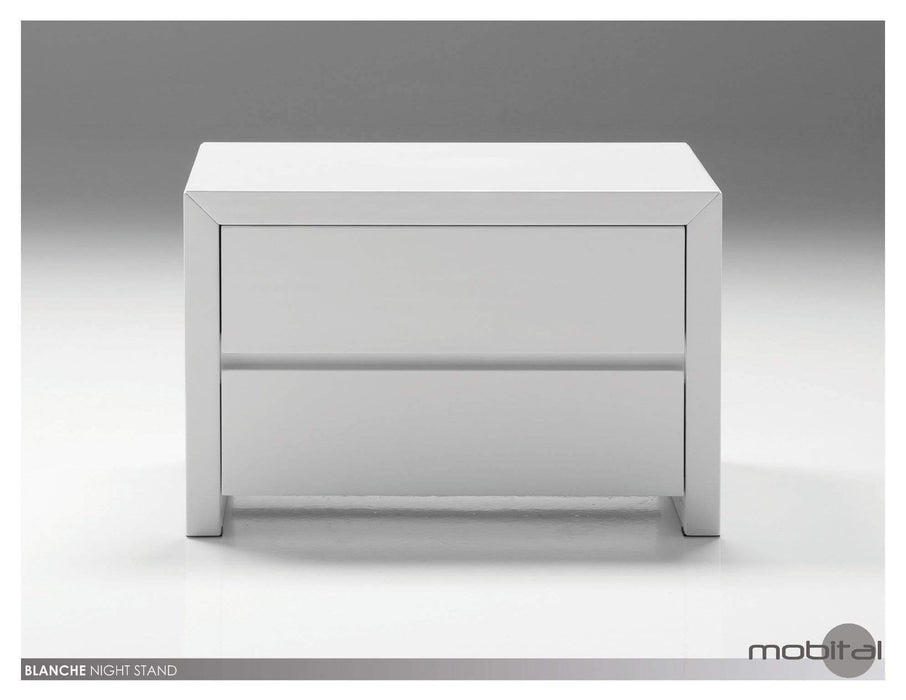 Mobital Nightstand Gray Blanche 2 Drawer Night Table High Gloss Stone - Available in 2 Colors