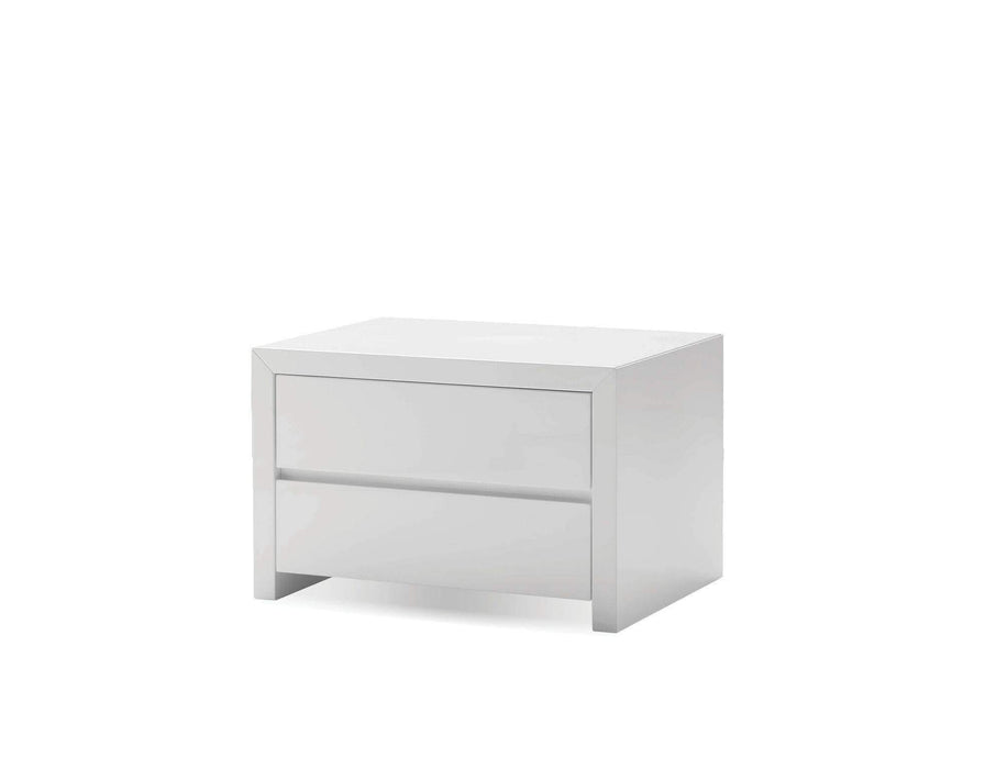 Mobital Nightstand White Blanche 2 Drawer Night Table High Gloss Stone - Available in 2 Colors