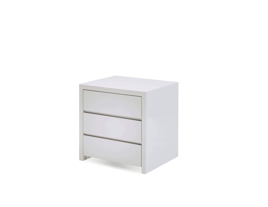 Mobital Nightstand White Blanche 3 Drawer Night Table High Gloss Stone - Available in 2 Colors