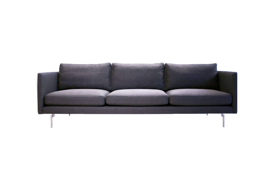 Mobital Sofa Taut 3 Seater Sofa Dark Gray Tweed Fabric with Brushed Stainless Steel Legs