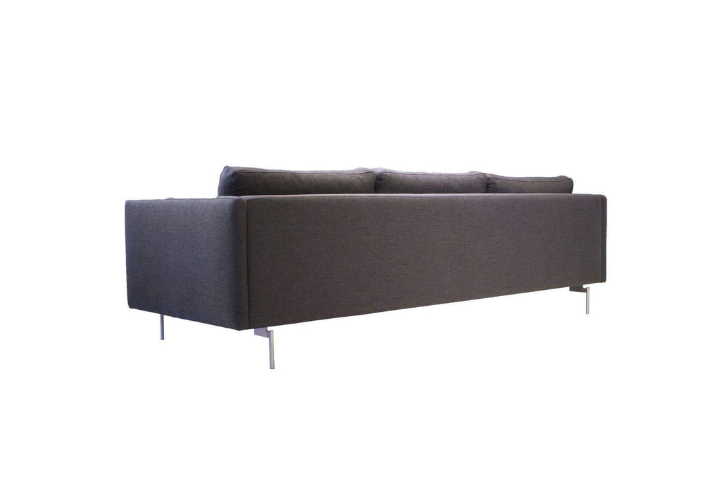 Mobital Sofa Taut 3 Seater Sofa Dark Gray Tweed Fabric with Brushed Stainless Steel Legs