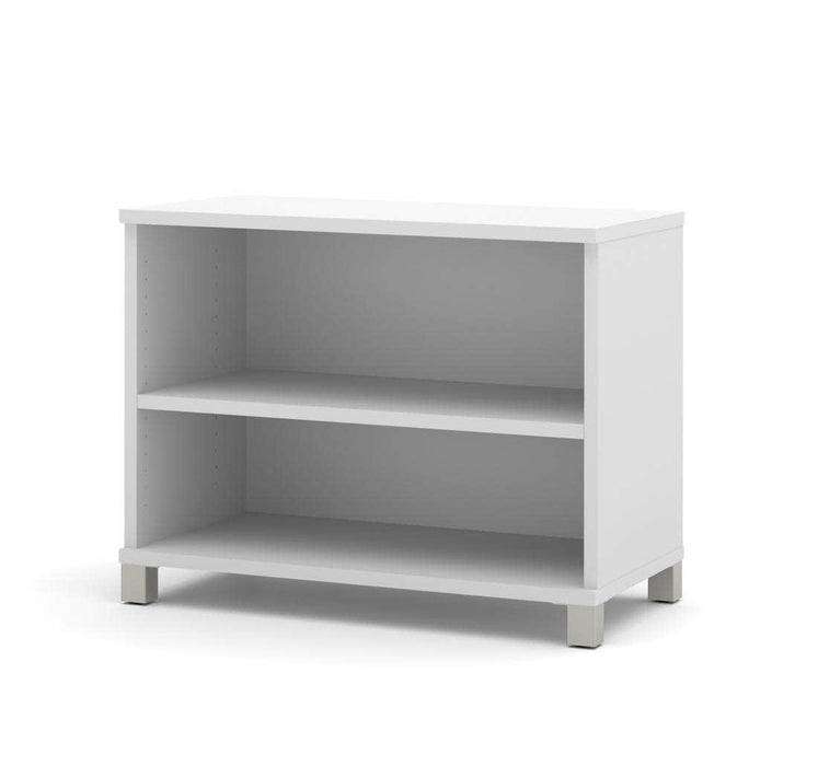 Modubox Bookcase White Pro-Linea Low 2 Shelf Bookcase in Bark Gray