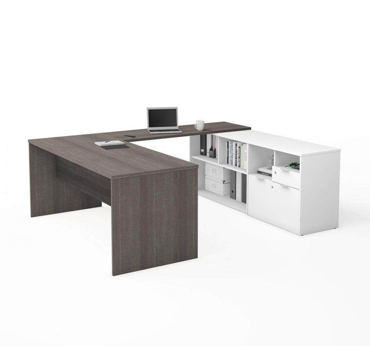 Modubox Computer Desk Bark Gray & White i3 Plus U or L-Shaped Desk - Available in 2 Colors