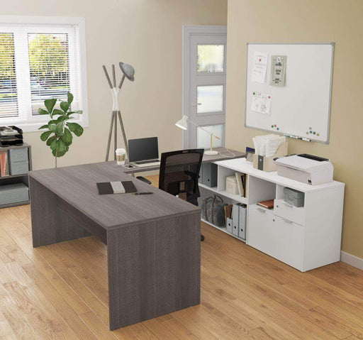 Modubox Computer Desk Bark Gray & White i3 Plus U or L-Shaped Desk - Available in 4 Colors