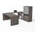 Modubox Desk Bark Gray i3 Plus U-shaped Desk with Frosted Glass Doors Hutch - Bark Gray