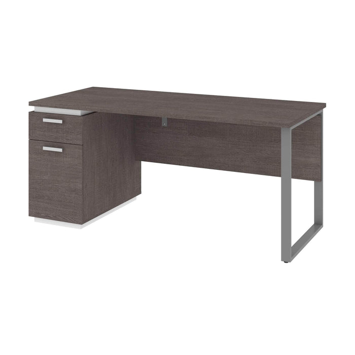 Modubox Desk Aquarius Desk with Single Pedestal - Bark Gray & White