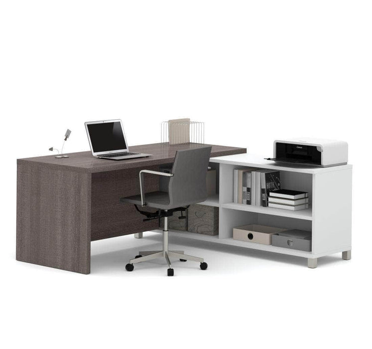 Modubox Desk Bark Gray & White Pro-Linea L-Shaped Desk - Bark Gray & White