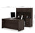Modubox Desk Dark Chocolate Embassy U-Shaped Executive Desk with Pedestal and Hutch - Dark Chocolate