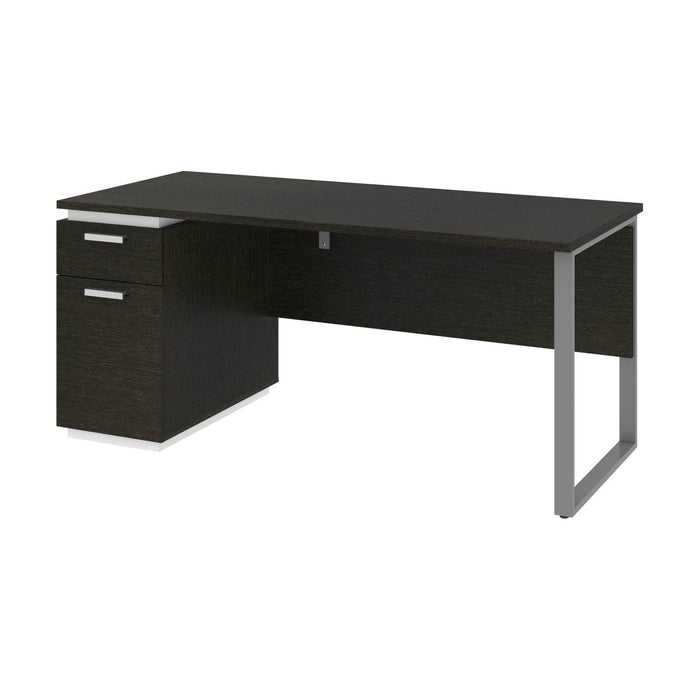Modubox Desk Aquarius Desk with Single Pedestal - Deep Gray & White