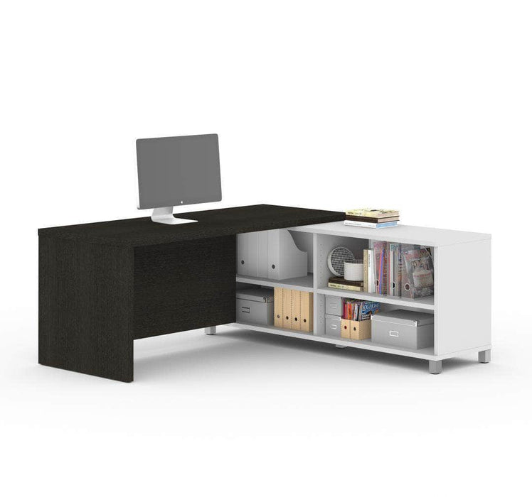 Modubox Desk Deep Gray & White Pro-Linea L-Shaped Desk - Bark Gray & White
