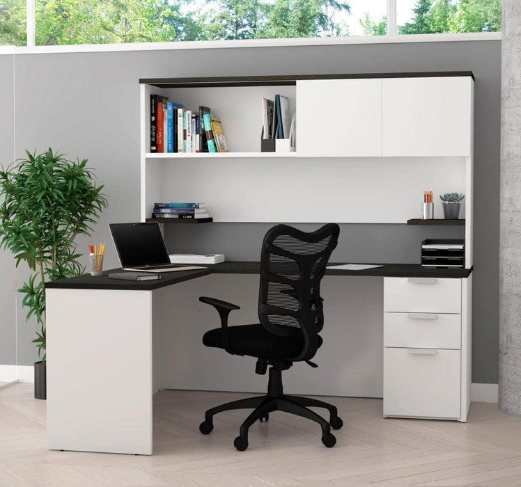 Modubox Desk Pro-Concept Plus L-Shaped Desk with Pedestal and Hutch - Available in 2 Colors