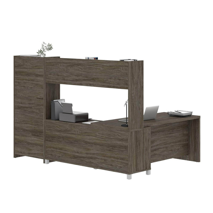 Modubox Desk Pro-Linea 2-Piece Set Including an L-Shaped Desk with Hutch and a Bookcase - Available in 2 Colors