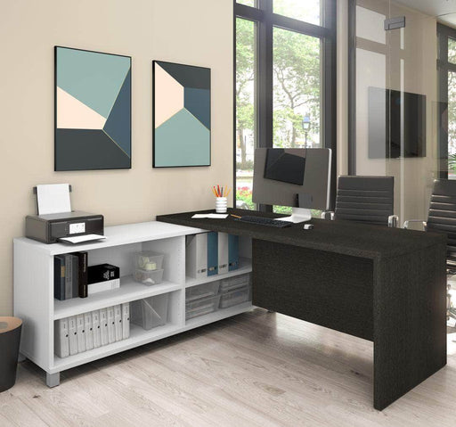 Modubox Desk Pro-Linea L-Shaped Desk - Bark Gray & White