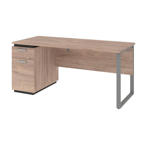 Modubox Desk Aquarius Desk with Single Pedestal - Rustic Brown & Graphite