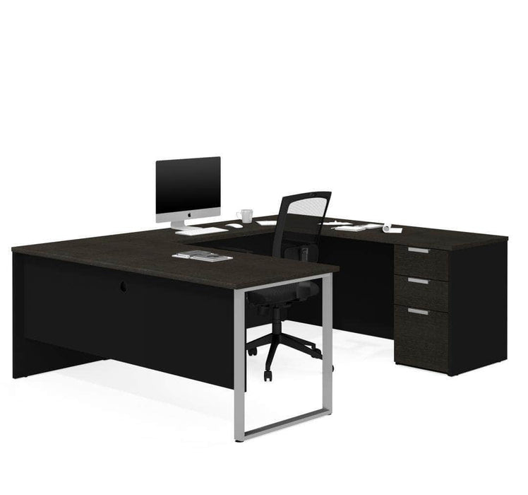 Modubox Desk White & Deep Gray Pro-Concept Plus U-Shaped Desk with Pedestal - Available in 2 Colors