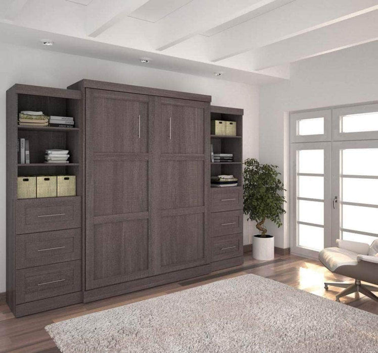 Modubox Murphy Wall Bed Bark Gray Pur 115" Queen Size Murphy Wall Bed with 2 Storage Units - Available in 3 Colors