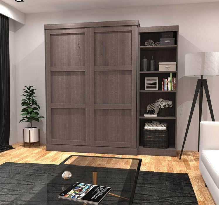 Modubox Murphy Wall Bed Bark Gray Pur 90" Queen Size Murphy Wall Bed with Storage Unit - Available in 3 Colors