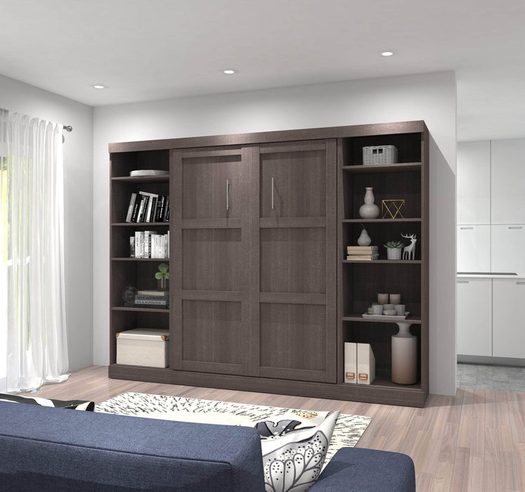 Modubox Murphy Wall Bed Bark Gray Pur Full Murphy Bed with 2 Storage Units (109W) - Available in 3 Colors