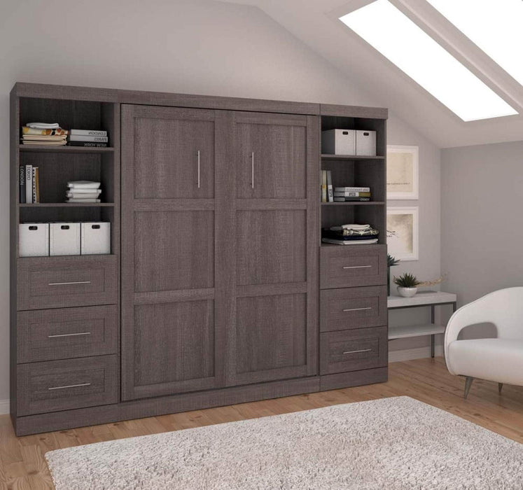 Modubox Murphy Wall Bed Bark Gray Pur Full Murphy Wall Bed and 2 Storage Units with Drawers (109W) - Available in 3 Colors