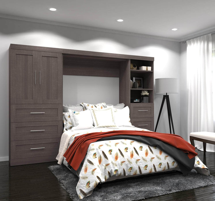 Modubox Murphy Wall Bed Bark Gray Pur Full Murphy Wall Bed and 2 Storage Units with Drawers (120”) - Available in 2 Colors