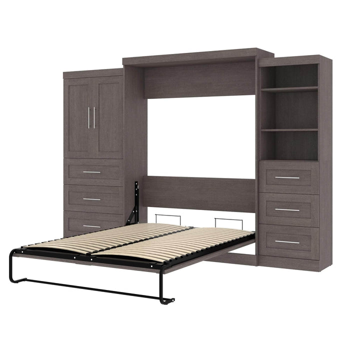 Modubox Murphy Wall Bed Bark Gray Pur Queen Murphy Wall Bed and 2 Multifunctional Storage Units with Drawers (126W) - Available in 2 Colors