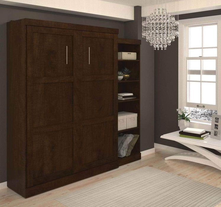 Modubox Murphy Wall Bed Chocolate Pur 90" Queen Size Murphy Wall Bed with Storage Unit - Available in 3 Colors