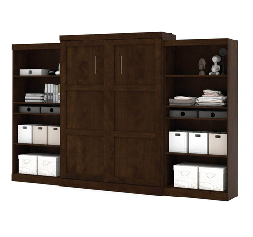 Modubox Murphy Wall Bed Chocolate Pur Queen Murphy Wall Bed and 2 Storage Units (136”) - Available in 2 Colors