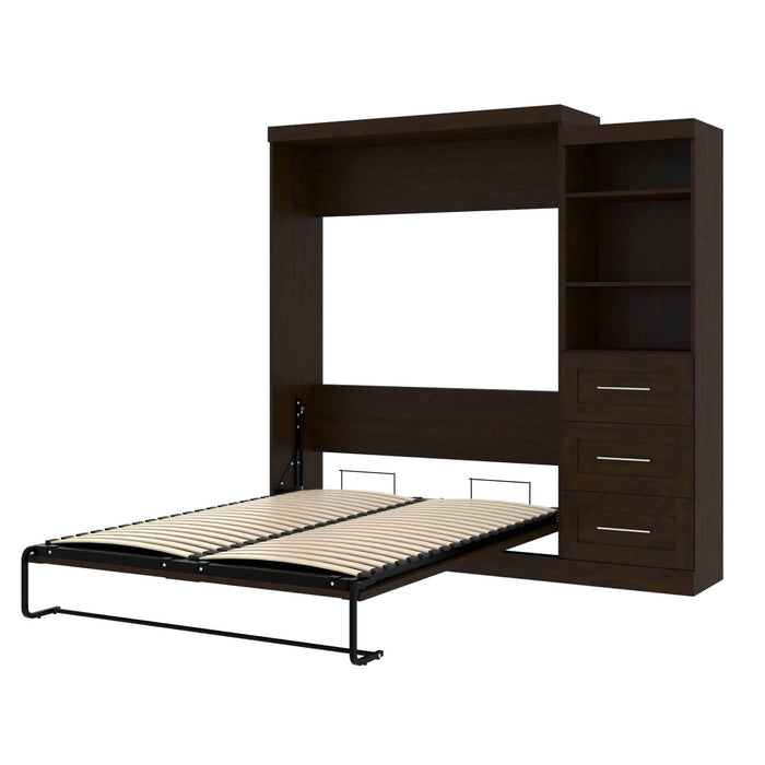 Modubox Murphy Wall Bed Chocolate Pur Queen Murphy Wall Bed and Storage Unit with Drawers (90W) - Available in 3 Colors