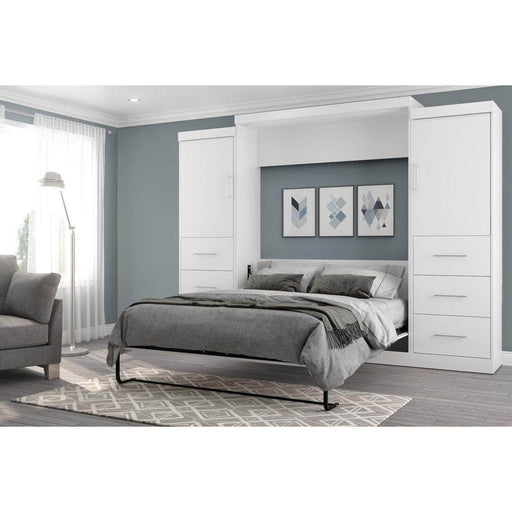 Modubox Murphy Wall Bed Nebula 115" Set including a Queen Wall Bed and Two Storage Units with Drawers - Available in 4 Colors