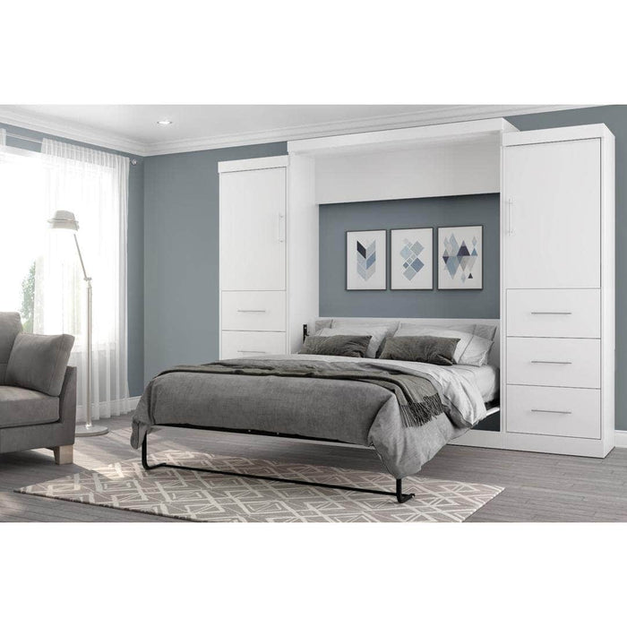 Modubox Murphy Wall Bed Nebula 115" Set including a Queen Wall Bed and Two Storage Units with Drawers - Available in 4 Colors