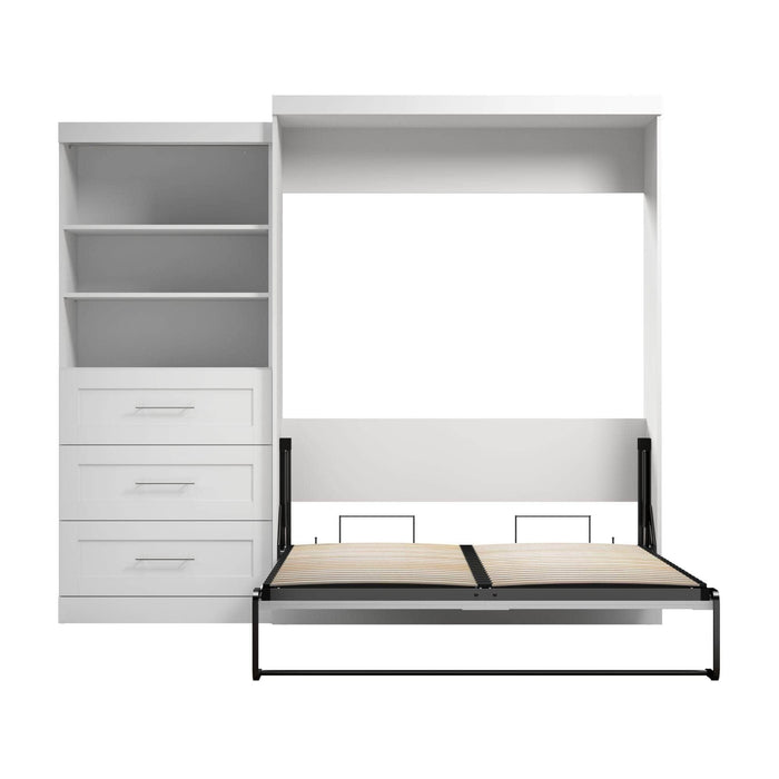 Modubox Murphy Wall Bed Pur 101" Queen Size Murphy Wall Bed with Storage Unit - Available in 3 Colors