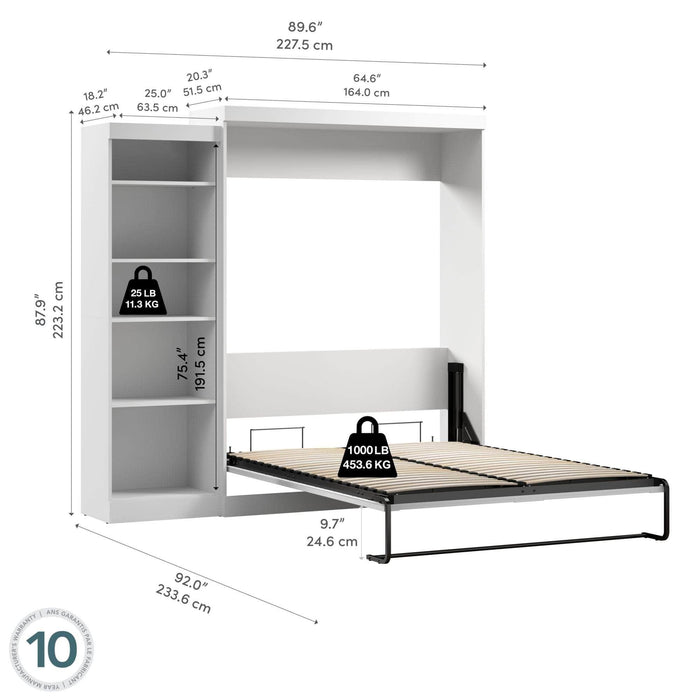 Modubox Murphy Wall Bed Pur 90" Queen Size Murphy Wall Bed with Storage Unit - Available in 3 Colors