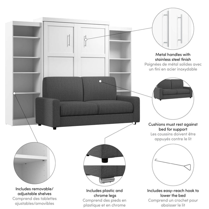 Modubox Murphy Wall Bed Pur Queen Murphy Wall Bed, 2 Storage Units and a Sofa (115“) - Available in 2 Colors