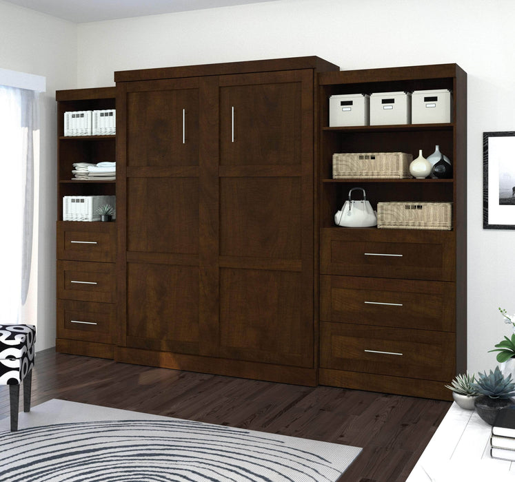 Modubox Murphy Wall Bed Pur Queen Murphy Wall Bed and 2 Storage Units with Drawers (126”) - Available in 2 Colors