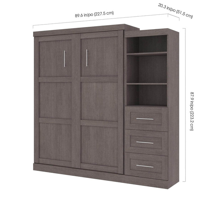 Modubox Murphy Wall Bed Pur Queen Murphy Wall Bed and Storage Unit with Drawers (90W) - Available in 3 Colors