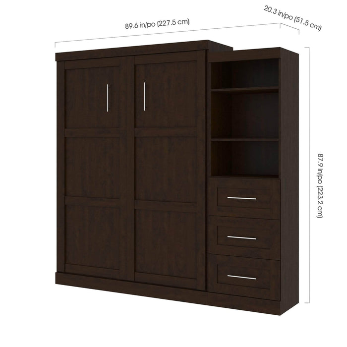 Modubox Murphy Wall Bed Pur Queen Murphy Wall Bed and Storage Unit with Drawers (90W) - Available in 3 Colors