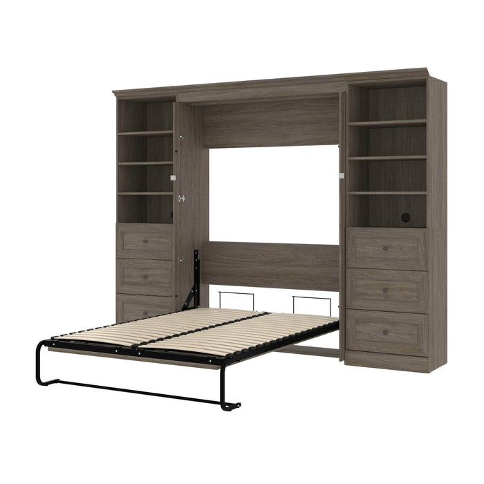 Modubox Murphy Wall Bed Walnut Gray Versatile Full Murphy Wall Bed and 2 Storage Units (113”) - Available in 2 Colors
