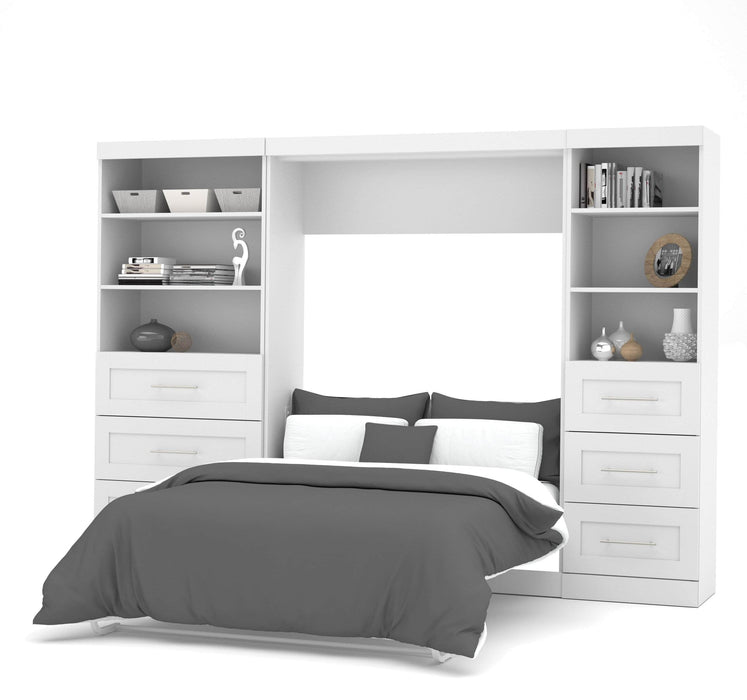 Modubox Murphy Wall Bed White Pur Full Murphy Wall Bed and 2 Storage Units with Drawers (120”) - Available in 2 Colors