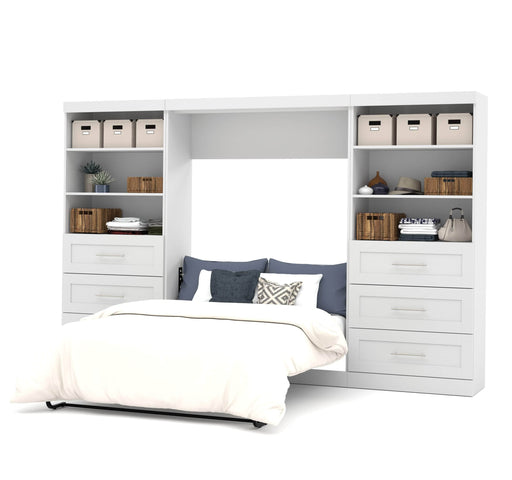 Modubox Murphy Wall Bed White Pur Full Murphy Wall Bed and 2 Storage Units with Drawers (131”) - Available in 2 Colors