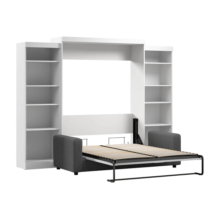 Modubox Murphy Wall Bed White Pur Queen Murphy Wall Bed, 2 Storage Units and a Sofa (115“) - Available in 2 Colors