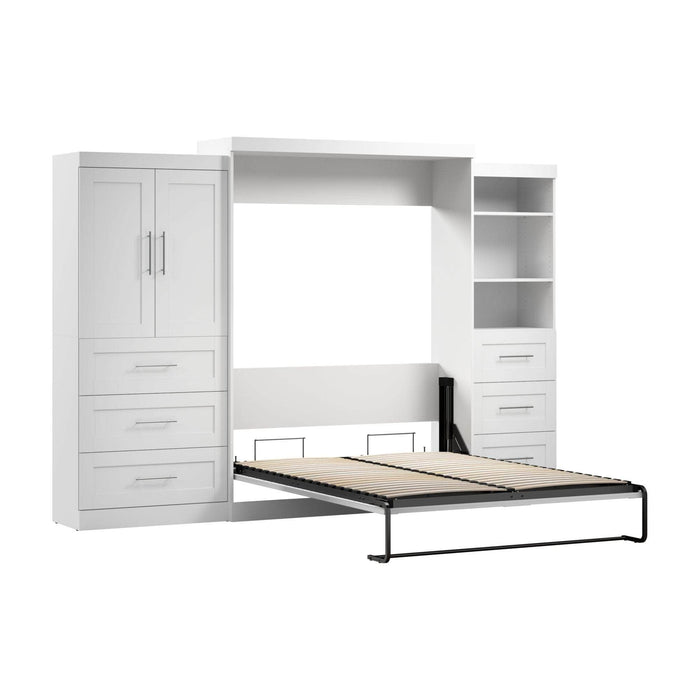 Modubox Murphy Wall Bed White Pur Queen Murphy Wall Bed and 2 Multifunctional Storage Units with Drawers (126W) - Available in 2 Colors