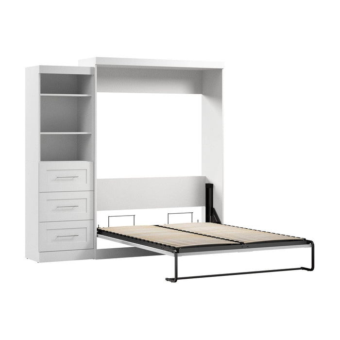 Modubox Murphy Wall Bed White Pur Queen Murphy Wall Bed and Storage Unit with Drawers (90W) - Available in 3 Colors