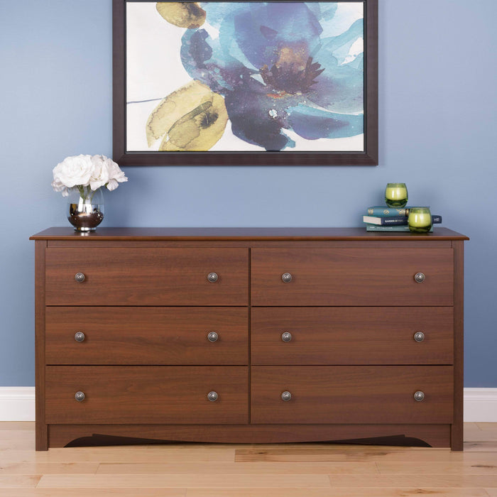 Modubox Sonoma Bedroom Cherry Sonoma 6 Drawer Dresser - Multiple Options Available