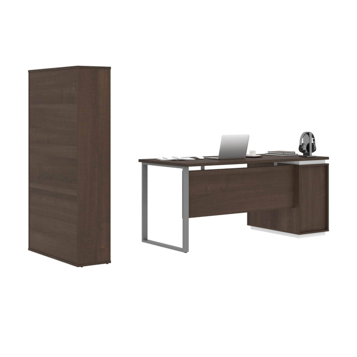 Bestar Accessories Aquarius 2-Piece Set Including a Desk with Single Pedestal and a Storage Unit with 8 Cubbies - Available in 4 Colors