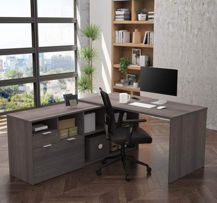 Bestar Bark Gray i3 Plus L-Shaped Desk - Available in 4 Colors