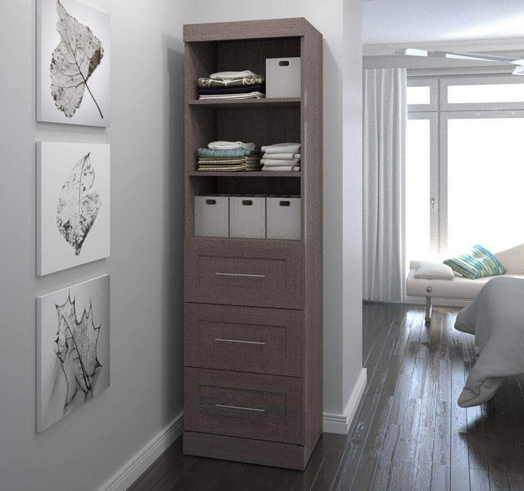 Bestar Bark Gray Pur 25” Storage Unit with 3 Drawers - Available in 3 Colors